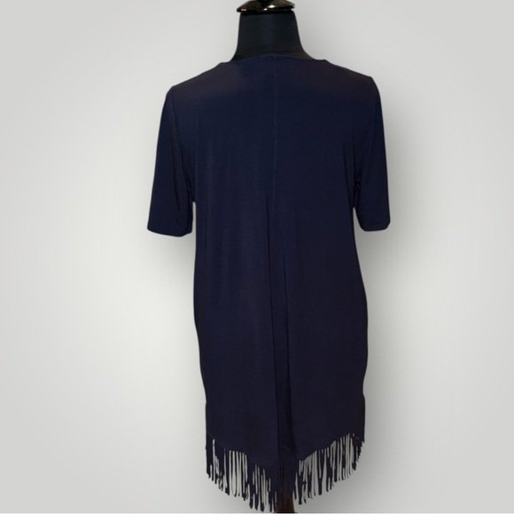 KAREN KANE V-Neck Fringe Dress - Navy Plus 1X - Picture 4 of 15